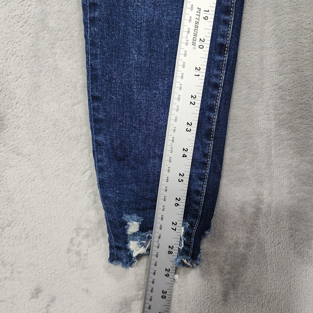 Good American Jeans Women 2/26 Blue Mid Rise Good Legs Skinny Distressed Raw Hem - Picture 9 of 11